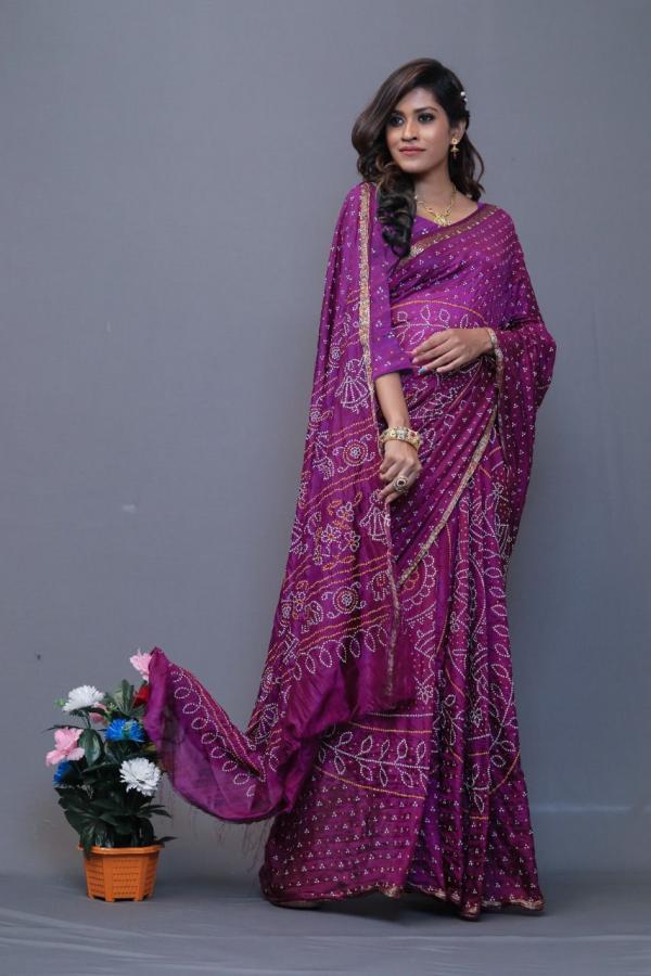 Sudarshan Block Print Bandhej Saree Most Demanded Collection